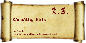 Kárpáthy Béla névjegykártya