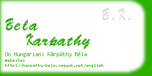 bela karpathy business card